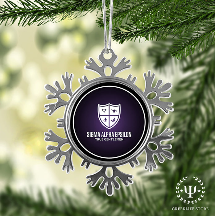 Sigma Alpha Epsilon Christmas Ornament - Snowflake Metal