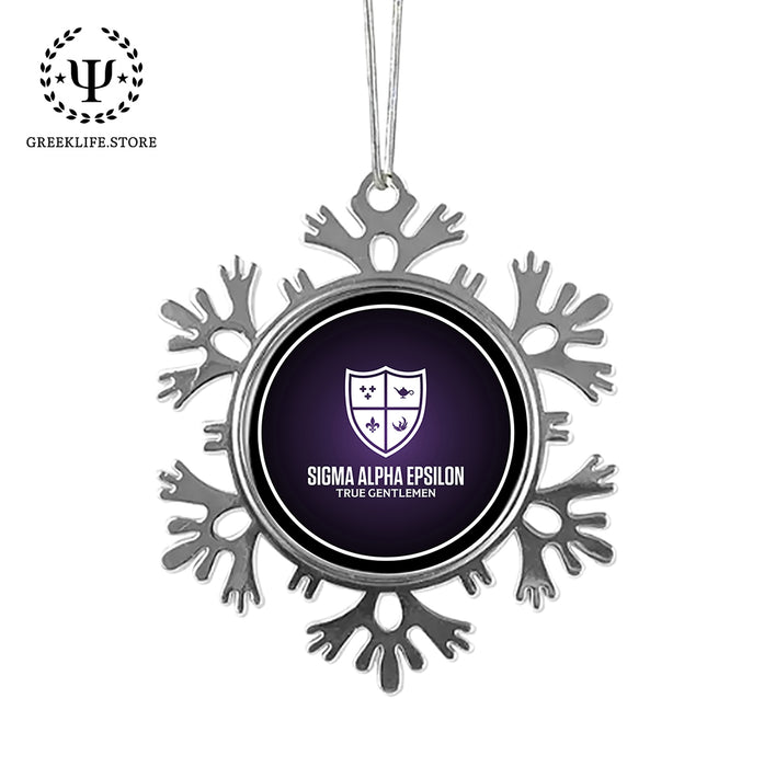 Sigma Alpha Epsilon Christmas Ornament - Snowflake Metal