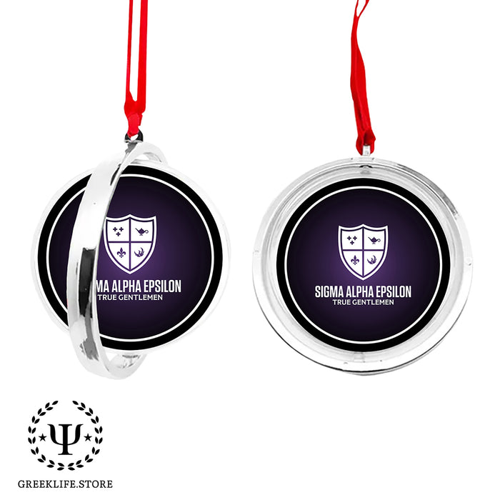 Sigma Alpha Epsilon Christmas Reversible Flat Round Ornament