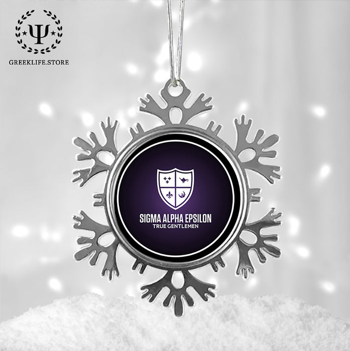 Sigma Alpha Epsilon Christmas Ornament - Snowflake Metal