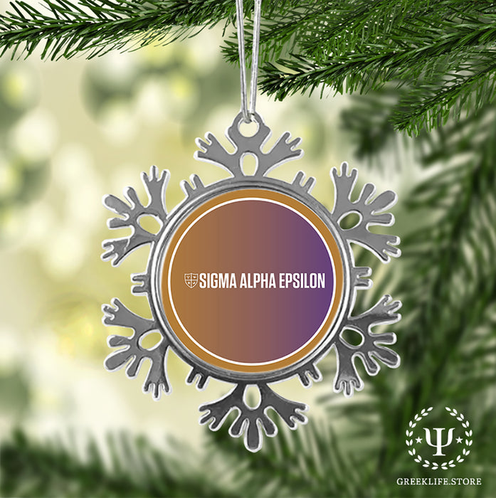 Sigma Alpha Epsilon Christmas Ornament - Snowflake Metal