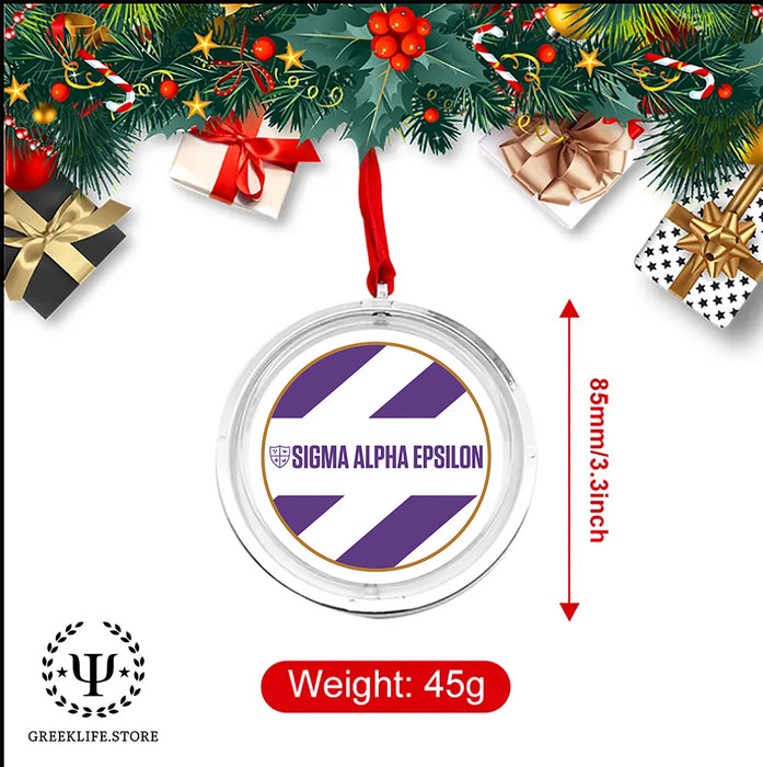 Sigma Alpha Epsilon Christmas Reversible Flat Round Ornament