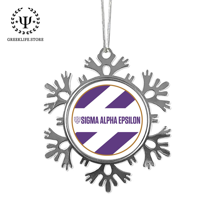 Sigma Alpha Epsilon Christmas Ornament - Snowflake Metal