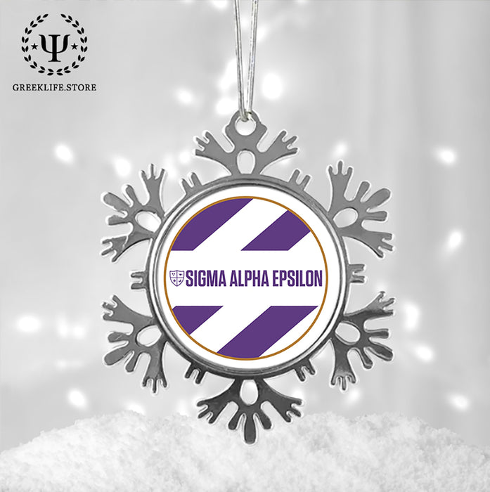 Sigma Alpha Epsilon Christmas Ornament - Snowflake Metal