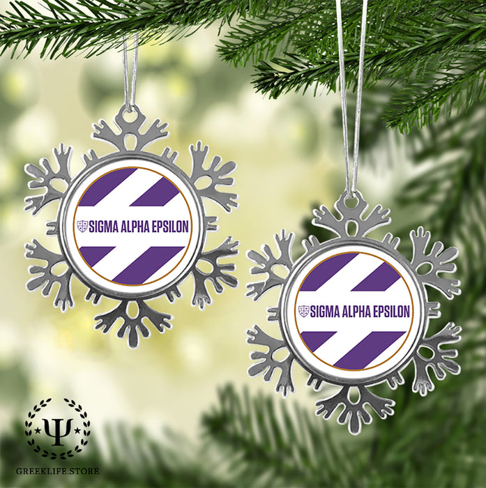 Sigma Alpha Epsilon Christmas Ornament - Snowflake Metal