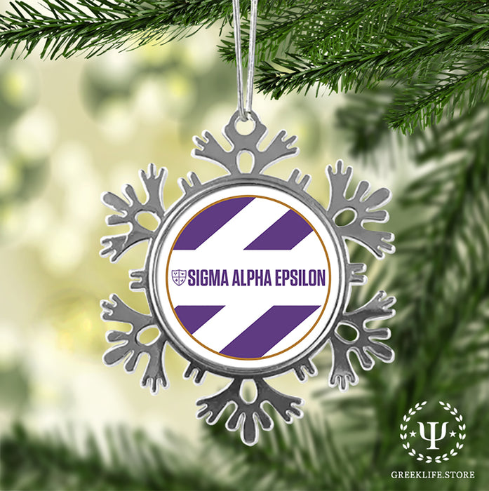 Sigma Alpha Epsilon Christmas Ornament - Snowflake Metal