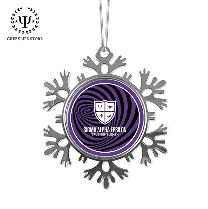 Sigma Alpha Epsilon Christmas Ornament - Snowflake Metal