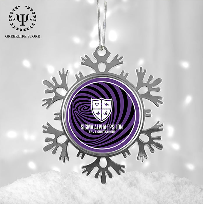 Sigma Alpha Epsilon Christmas Ornament - Snowflake Metal