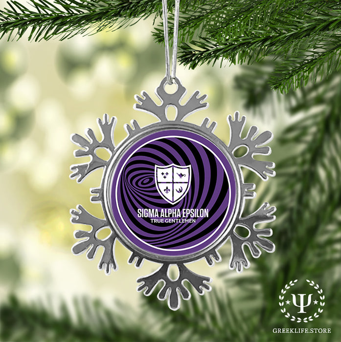 Sigma Alpha Epsilon Christmas Ornament - Snowflake Metal
