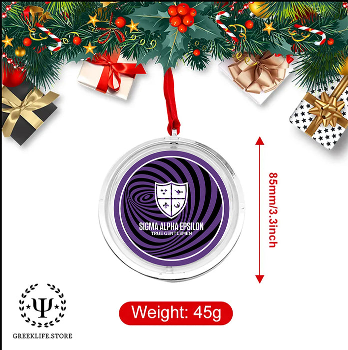 Sigma Alpha Epsilon Christmas Reversible Flat Round Ornament