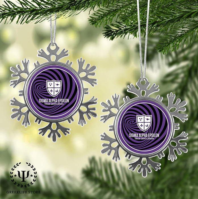 Sigma Alpha Epsilon Christmas Ornament - Snowflake Metal
