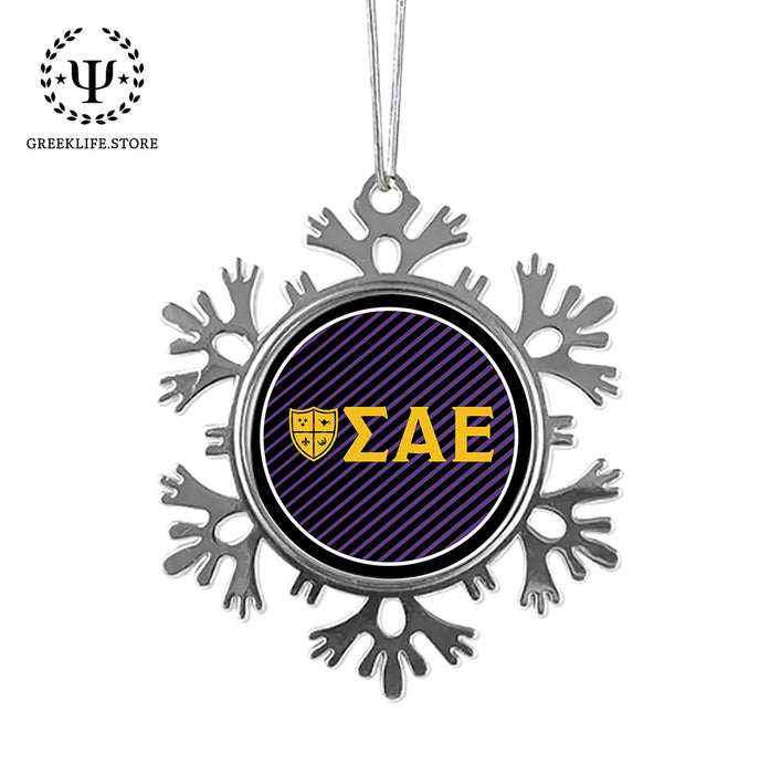 Sigma Alpha Epsilon Christmas Ornament - Snowflake Metal