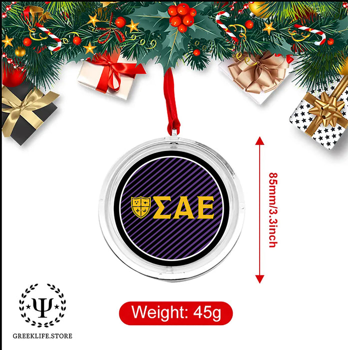 Sigma Alpha Epsilon Christmas Reversible Flat Round Ornament