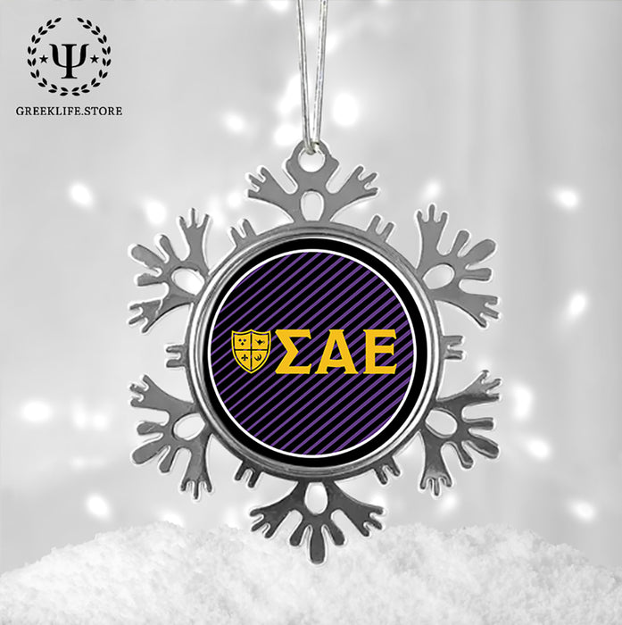 Sigma Alpha Epsilon Christmas Ornament - Snowflake Metal