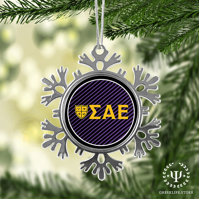 Sigma Alpha Epsilon Christmas Ornament - Snowflake Metal