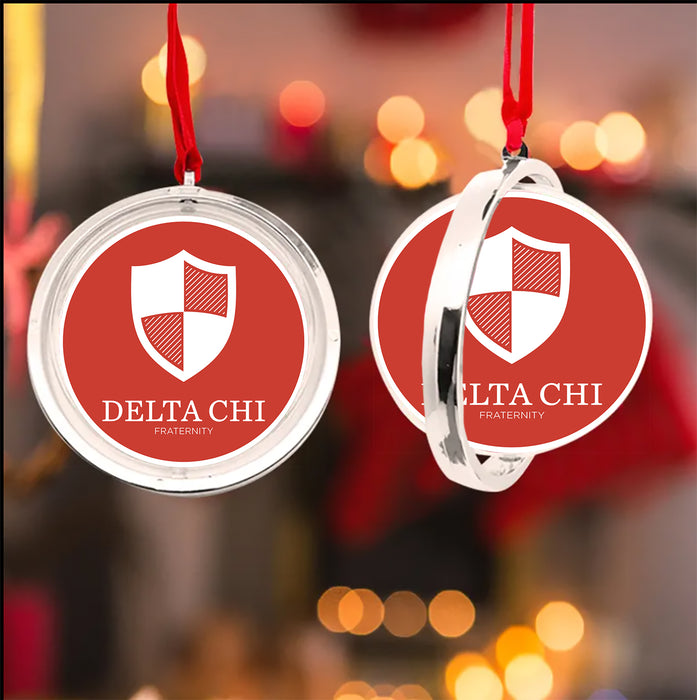 Delta Chi Christmas Reversible Flat Round Ornament