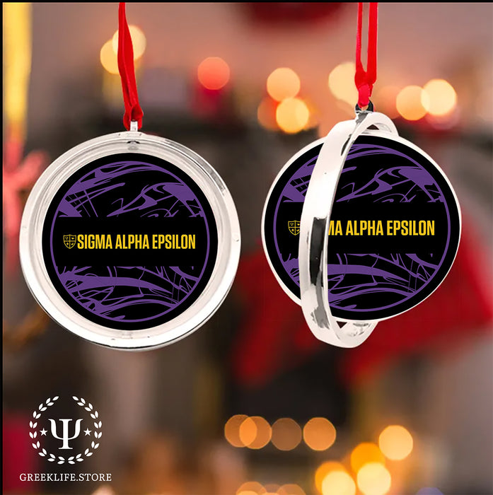 Sigma Alpha Epsilon Christmas Reversible Flat Round Ornament