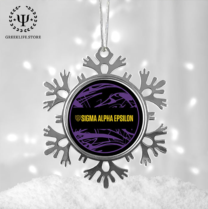 Sigma Alpha Epsilon Christmas Ornament - Snowflake Metal