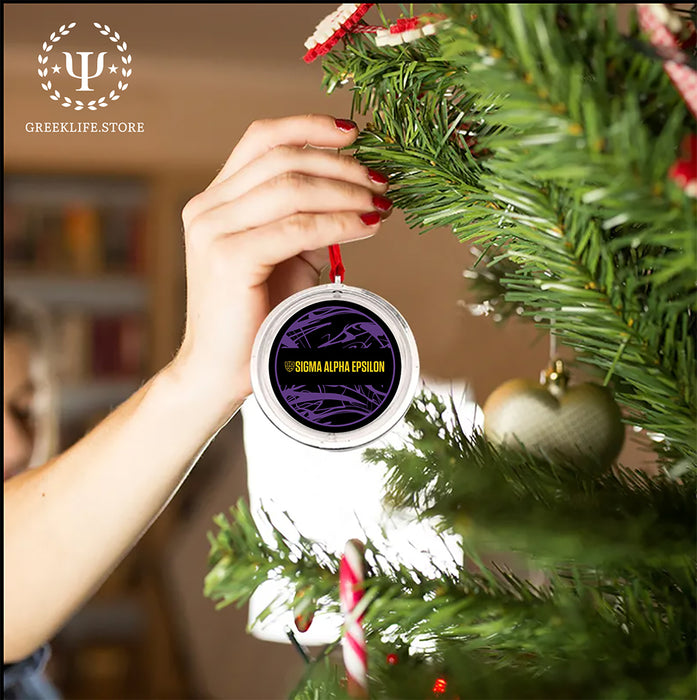 Sigma Alpha Epsilon Christmas Reversible Flat Round Ornament