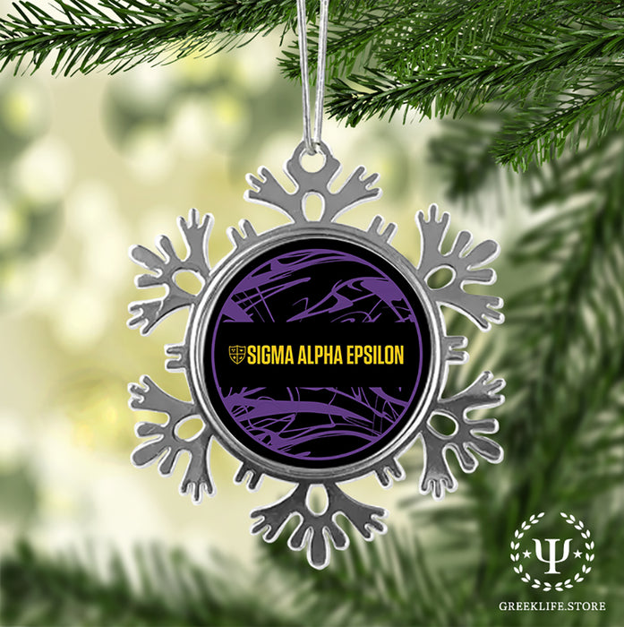 Sigma Alpha Epsilon Christmas Ornament - Snowflake Metal