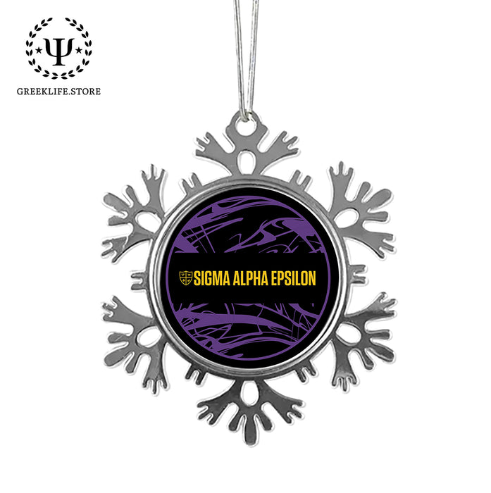 Sigma Alpha Epsilon Christmas Ornament - Snowflake Metal