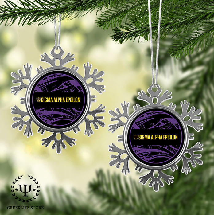 Sigma Alpha Epsilon Christmas Ornament - Snowflake Metal