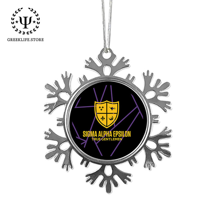 Sigma Alpha Epsilon Christmas Ornament - Snowflake Metal
