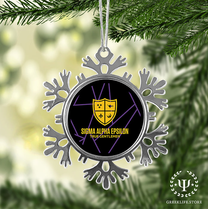 Sigma Alpha Epsilon Christmas Ornament - Snowflake Metal