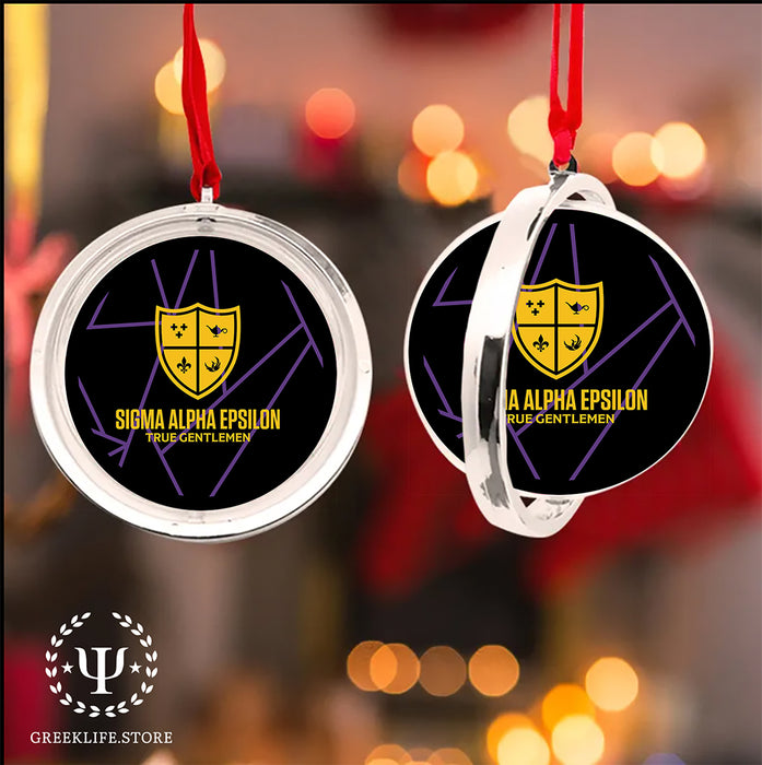 Sigma Alpha Epsilon Christmas Reversible Flat Round Ornament