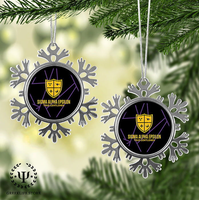 Sigma Alpha Epsilon Christmas Ornament - Snowflake Metal