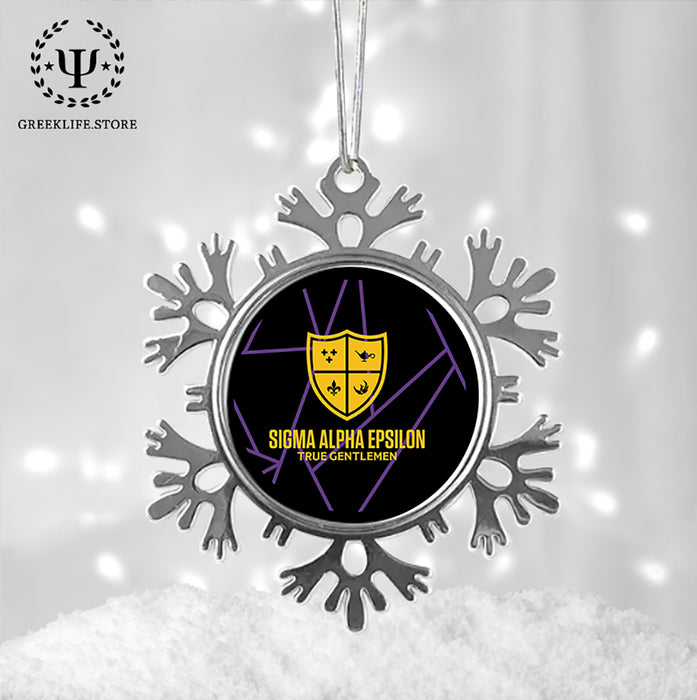 Sigma Alpha Epsilon Christmas Ornament - Snowflake Metal