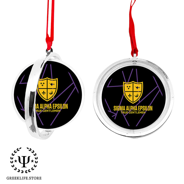 Sigma Alpha Epsilon Christmas Reversible Flat Round Ornament
