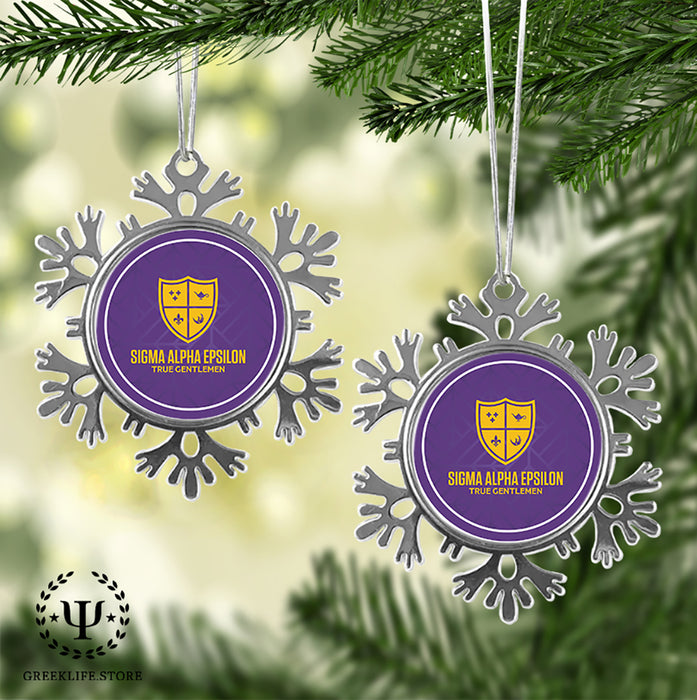 Sigma Alpha Epsilon Christmas Ornament - Snowflake Metal