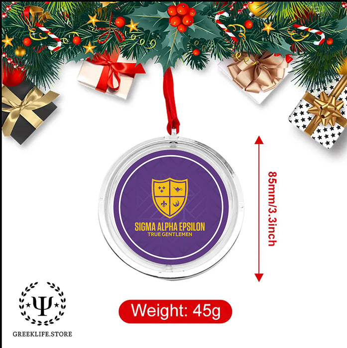 Sigma Alpha Epsilon Christmas Reversible Flat Round Ornament
