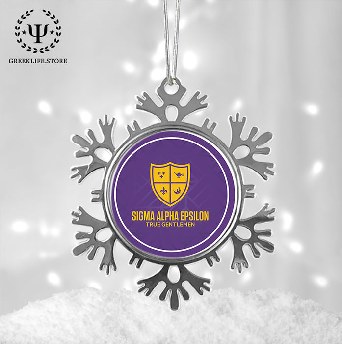 Sigma Alpha Epsilon Christmas Ornament - Snowflake Metal