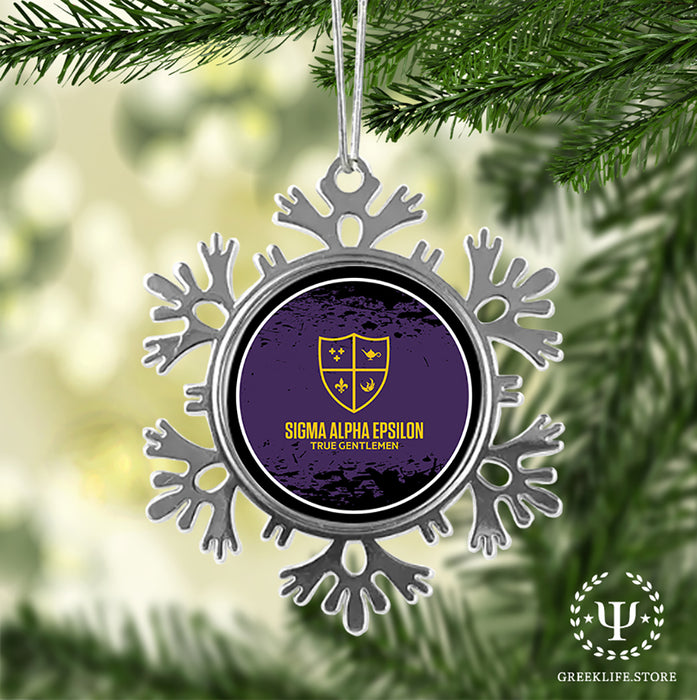 Sigma Alpha Epsilon Christmas Ornament - Snowflake Metal