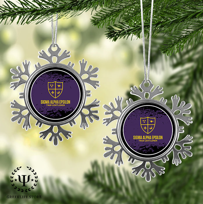 Sigma Alpha Epsilon Christmas Ornament - Snowflake Metal