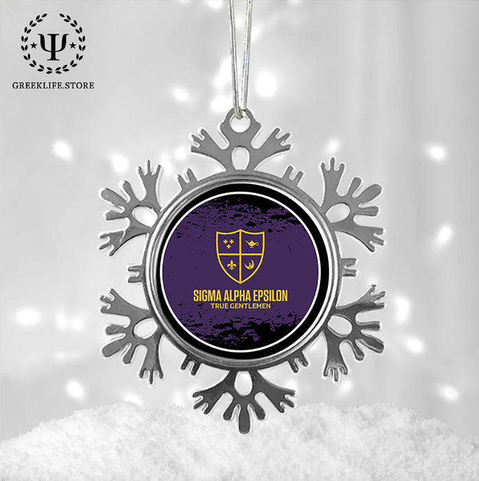 Sigma Alpha Epsilon Christmas Ornament - Snowflake Metal
