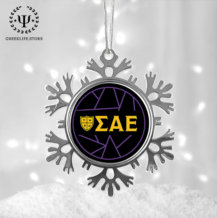 Sigma Alpha Epsilon Christmas Ornament - Snowflake Metal