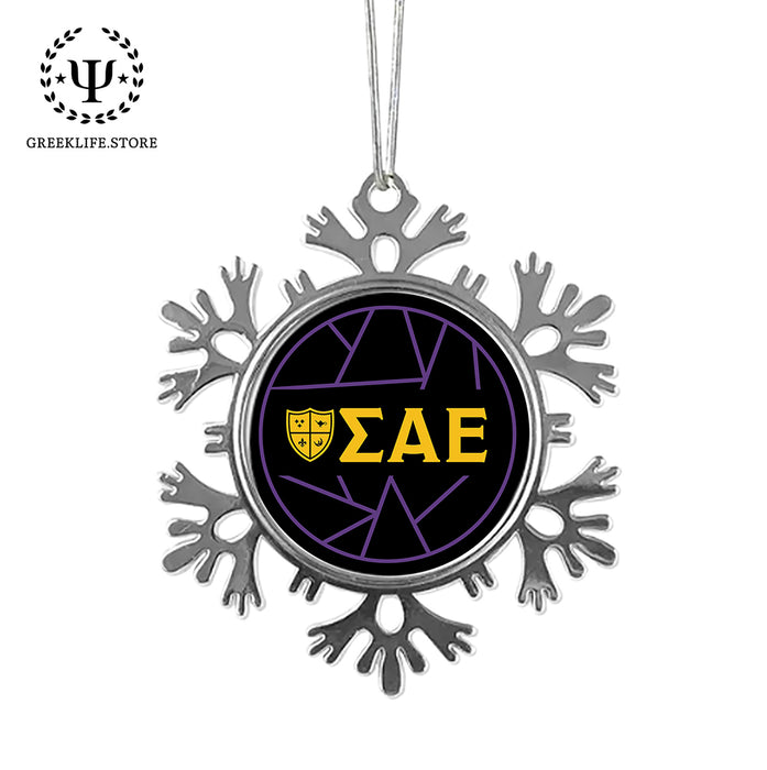 Sigma Alpha Epsilon Christmas Ornament - Snowflake Metal
