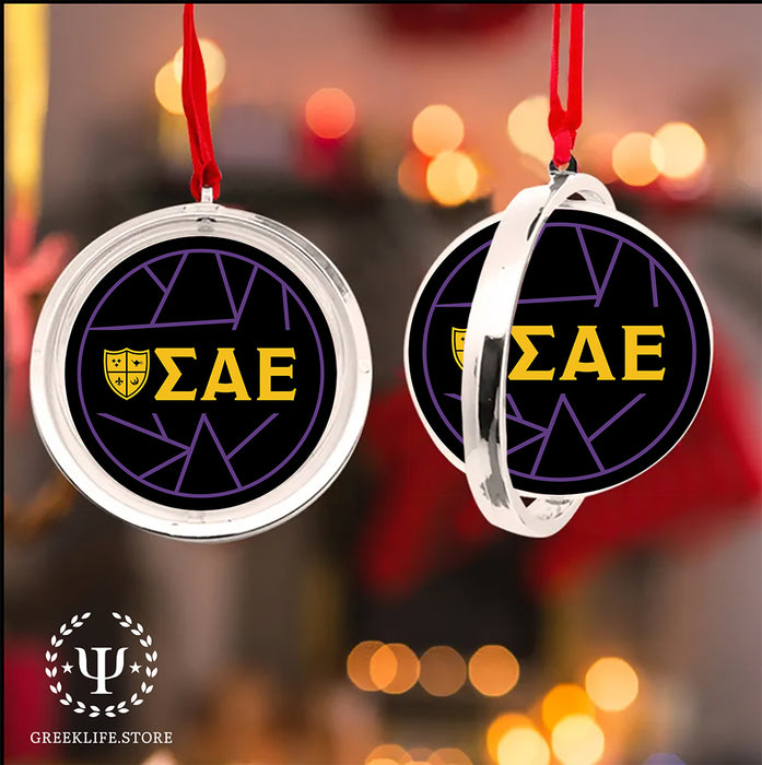 Sigma Alpha Epsilon Christmas Reversible Flat Round Ornament