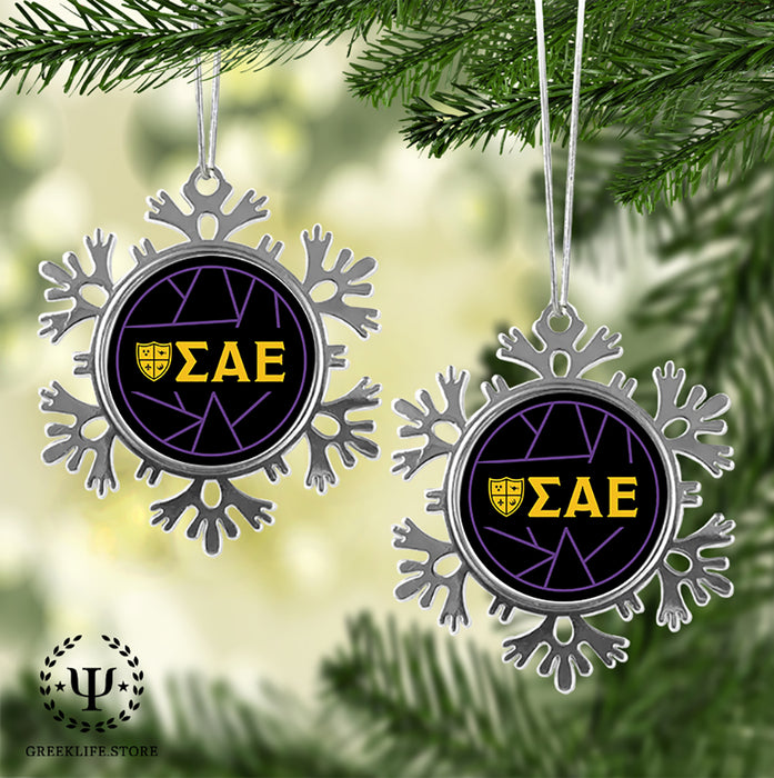 Sigma Alpha Epsilon Christmas Ornament - Snowflake Metal
