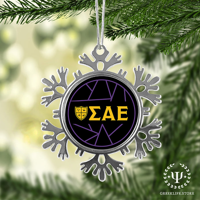 Sigma Alpha Epsilon Christmas Ornament - Snowflake Metal