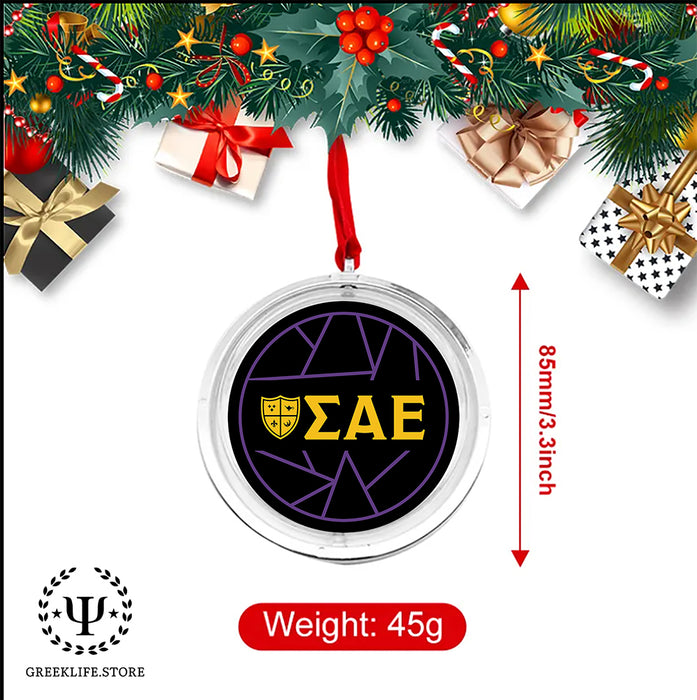 Sigma Alpha Epsilon Christmas Reversible Flat Round Ornament