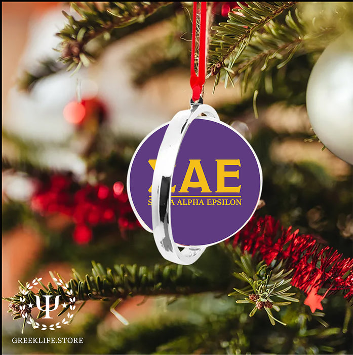 Sigma Alpha Epsilon Christmas Reversible Flat Round Ornament