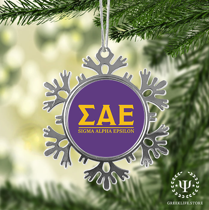 Sigma Alpha Epsilon Christmas Ornament - Snowflake Metal