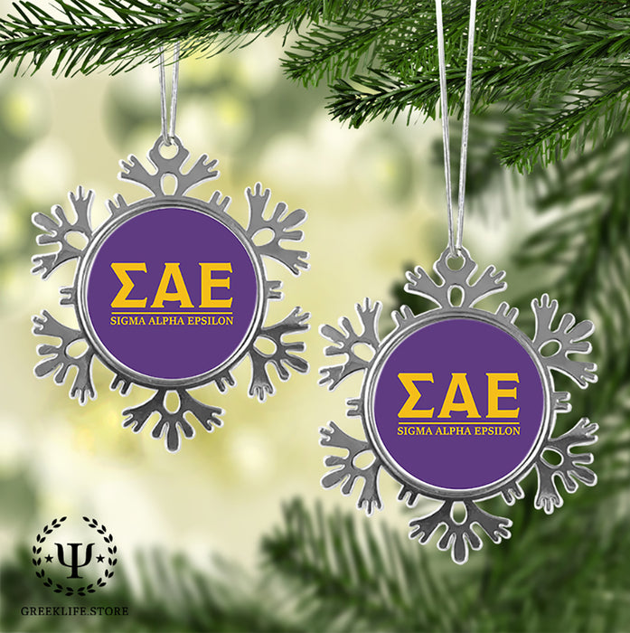 Sigma Alpha Epsilon Christmas Ornament - Snowflake Metal