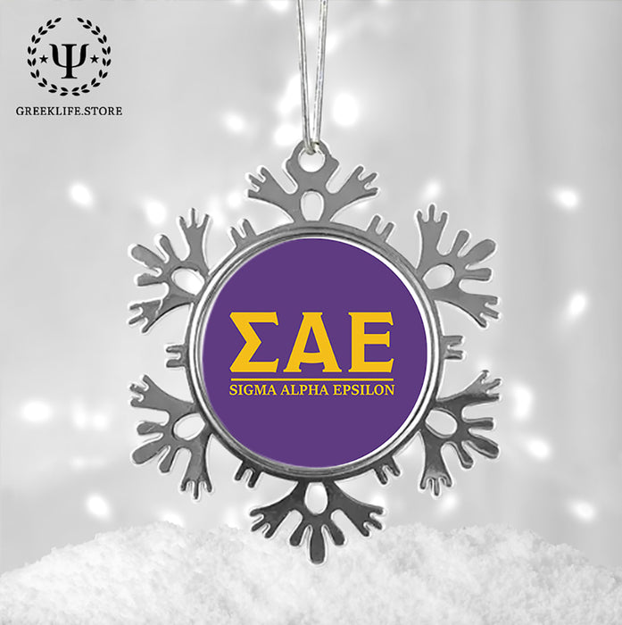 Sigma Alpha Epsilon Christmas Ornament - Snowflake Metal