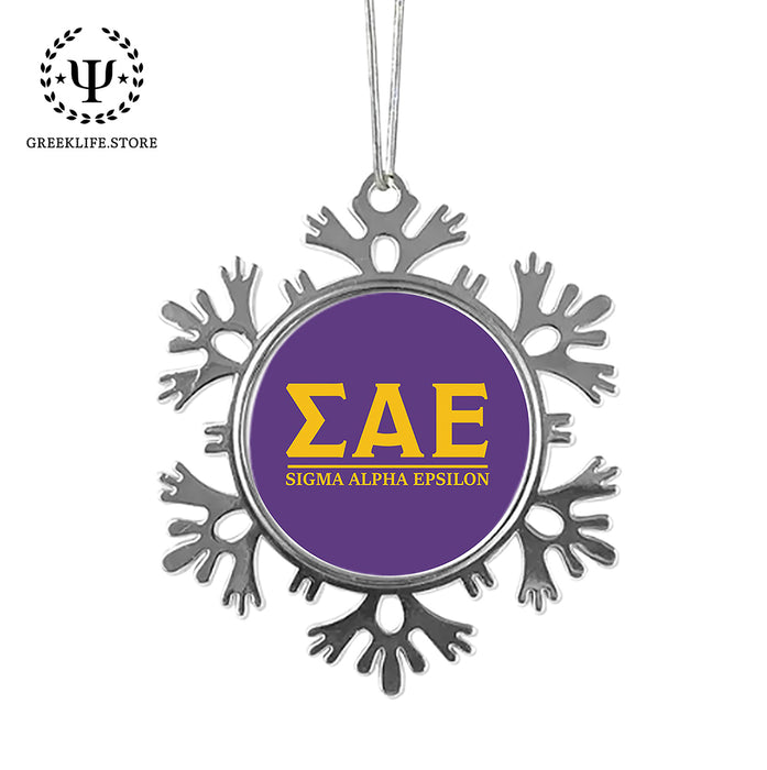Sigma Alpha Epsilon Christmas Ornament - Snowflake Metal