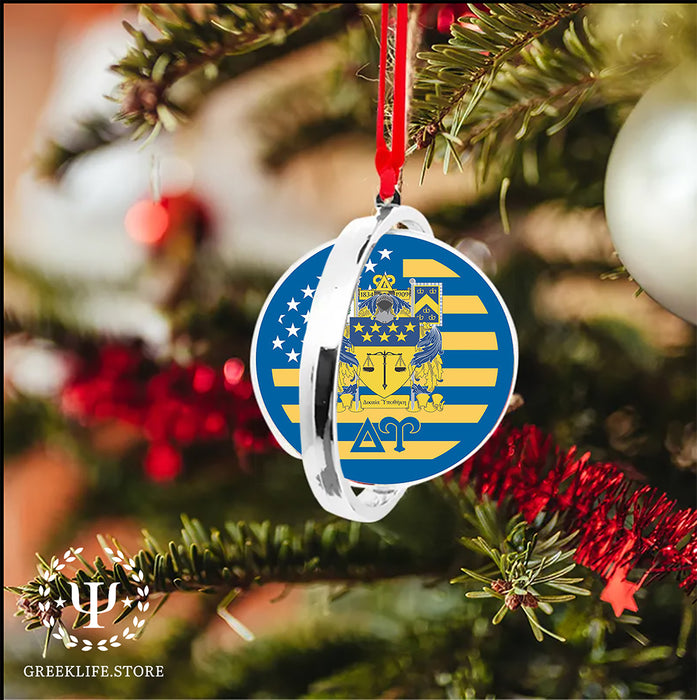 Delta Upsilon Christmas Reversible Flat Round Ornament